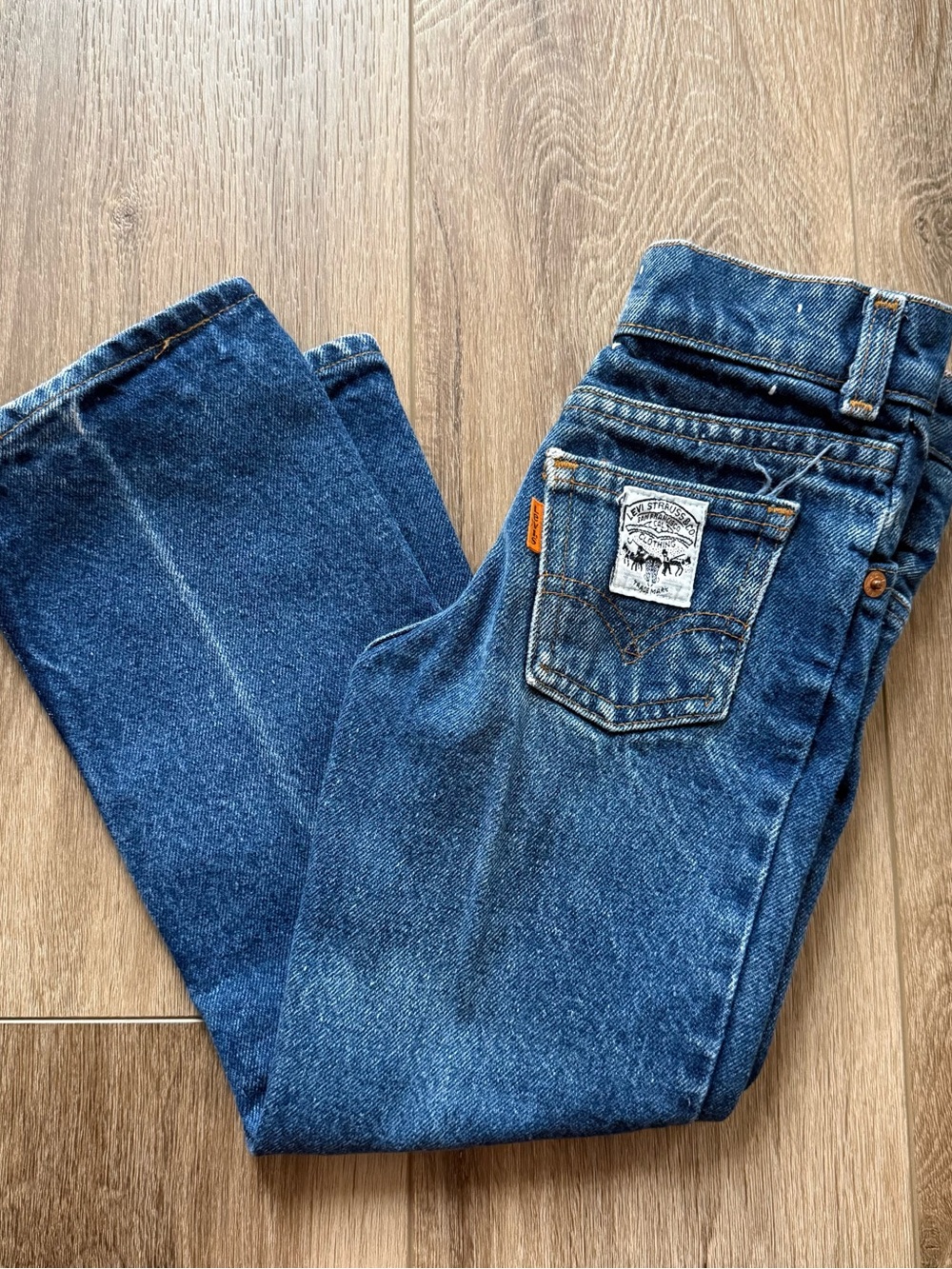 Vintage Orange tab Levi jeans size 5y - Timeless Denim